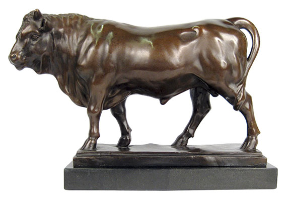 Bull bronze Sculpture On Marble Base